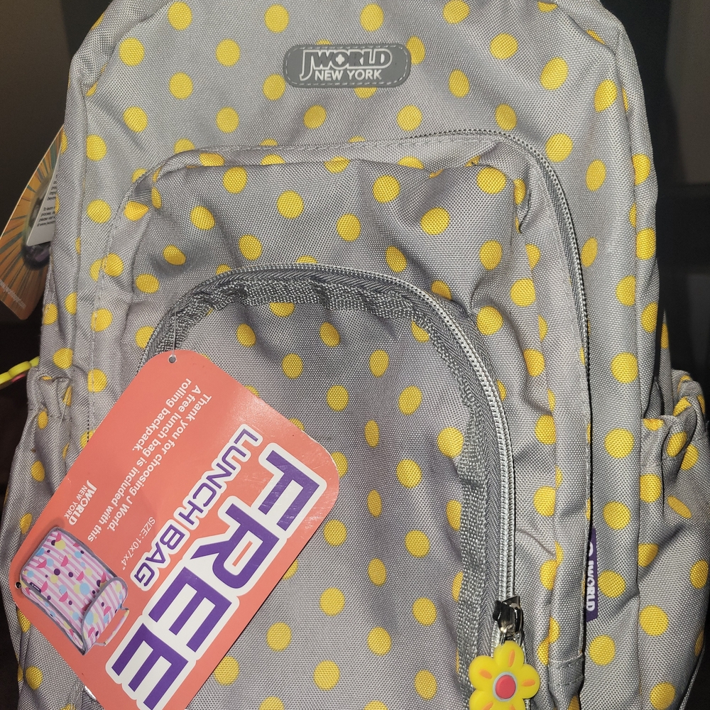 Kids Polka Dot Backpack - Gray and Yellow